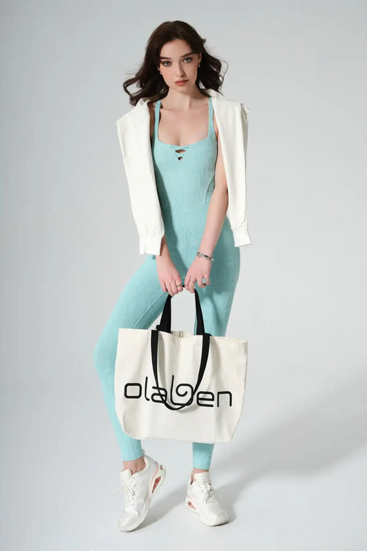 Olaben Multi Strap Canvas Tote Bag - White - Olaben