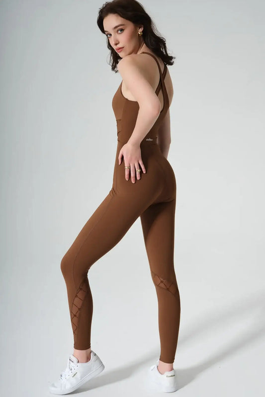 Pristine Monogram Jumpsuit - Gingerbread - Olaben