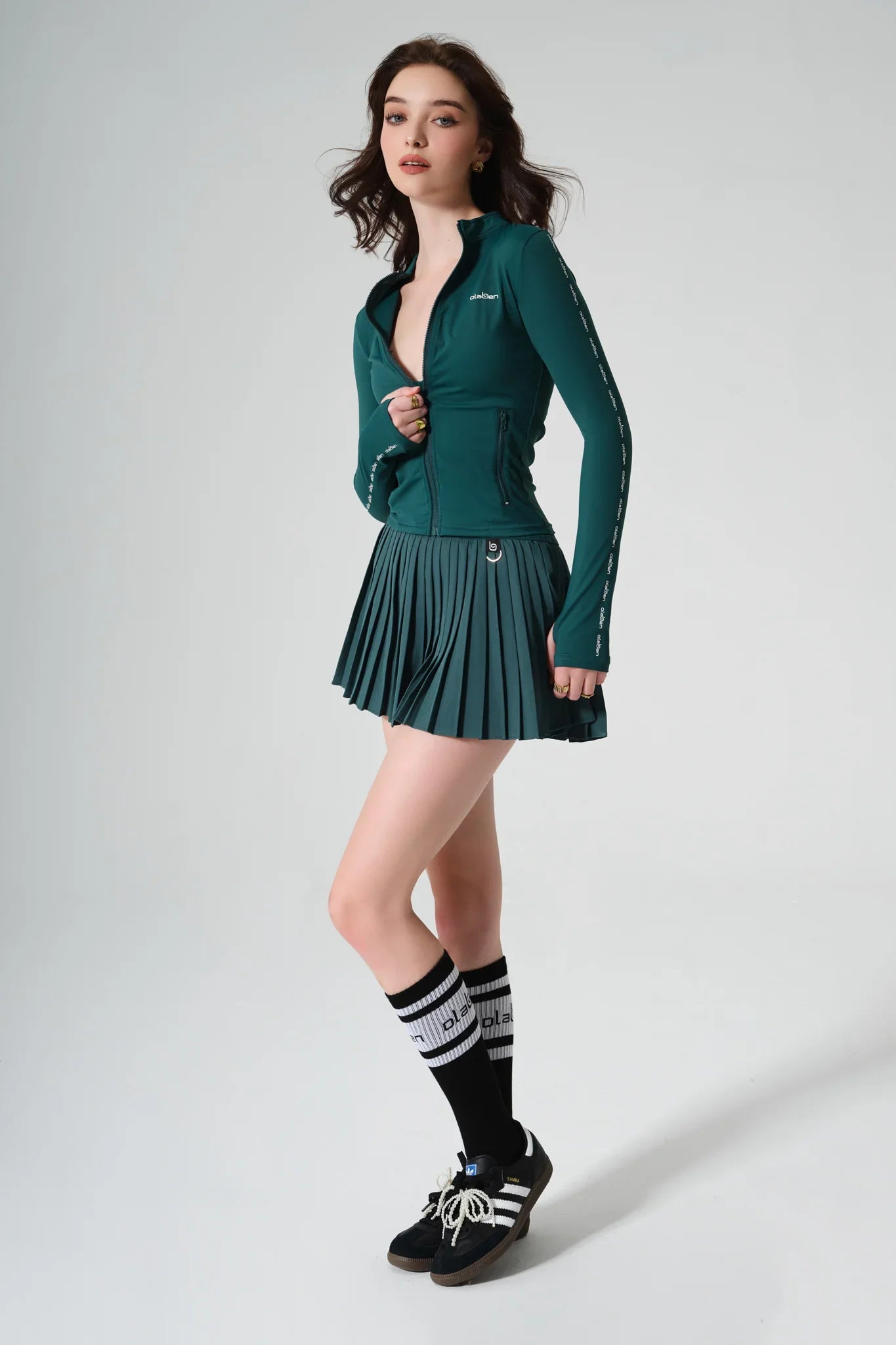 Birgit Pleated Skirt - Midnight Green - Olaben - Womens Skirt