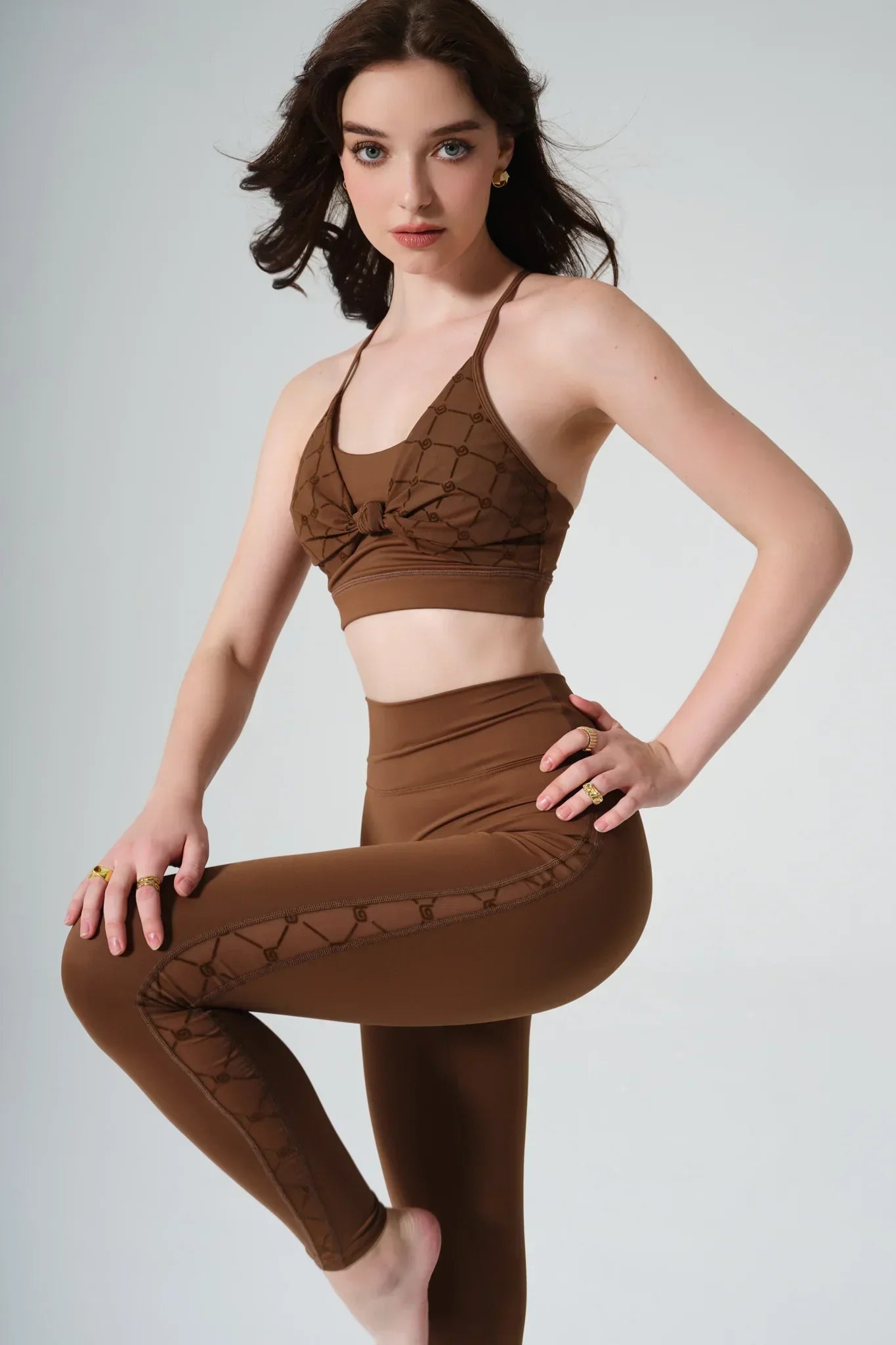 Lani Monogram Bra & Zoe Monogram Leggings - Gingerbread - Olaben - Bundle