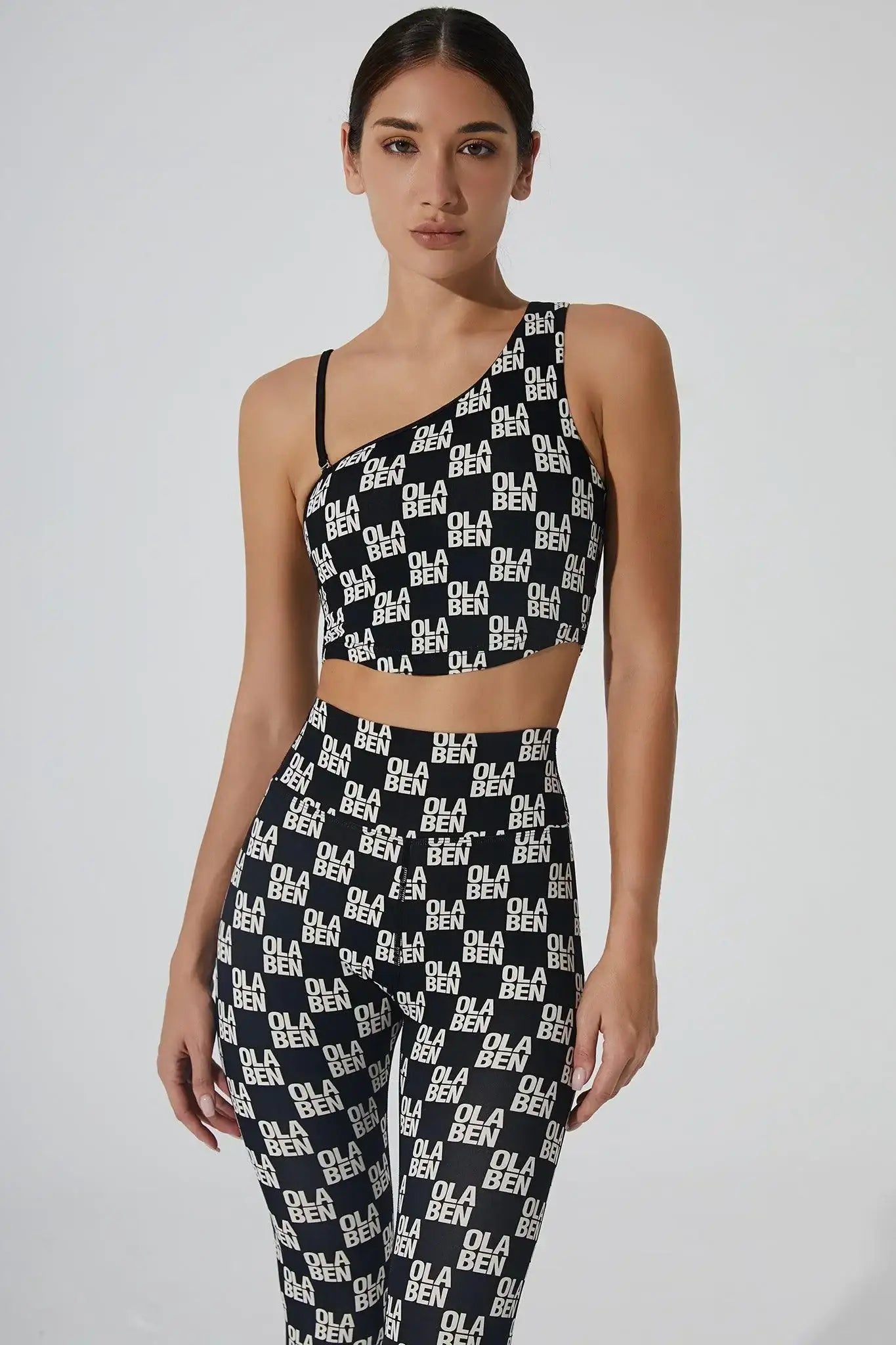 Kasia Monogram Off Shoulder Bra - Monogram Black - Olaben