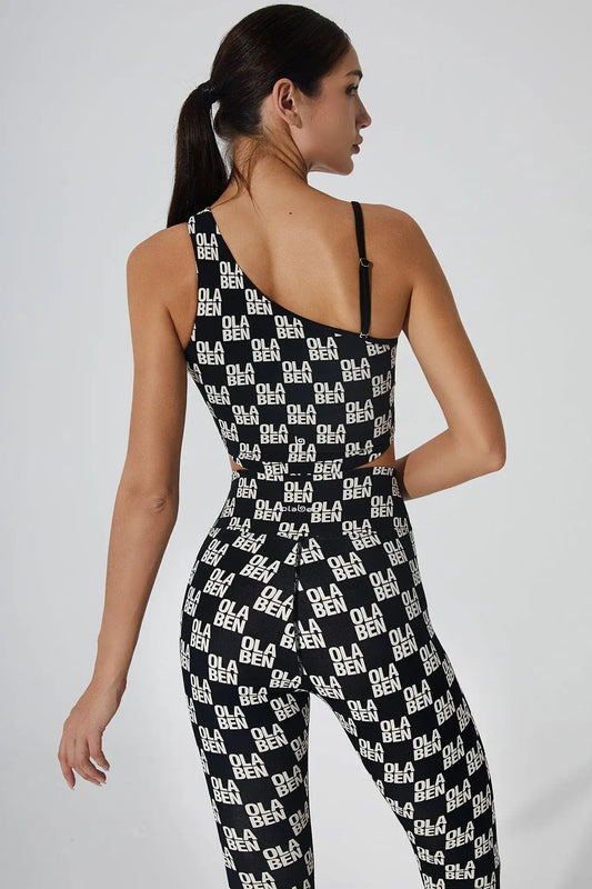 Kasia Monogram Off Shoulder Bra - Monogram Black - Olaben