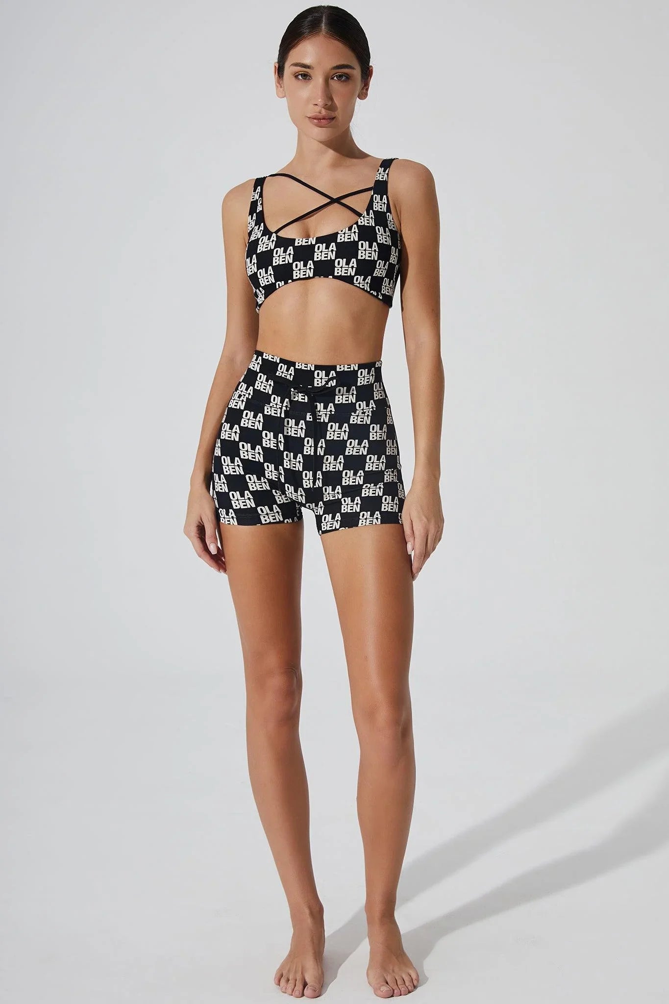 Aevia Monogram Short 4" - Monogram Black - Olaben - Womens Shorts