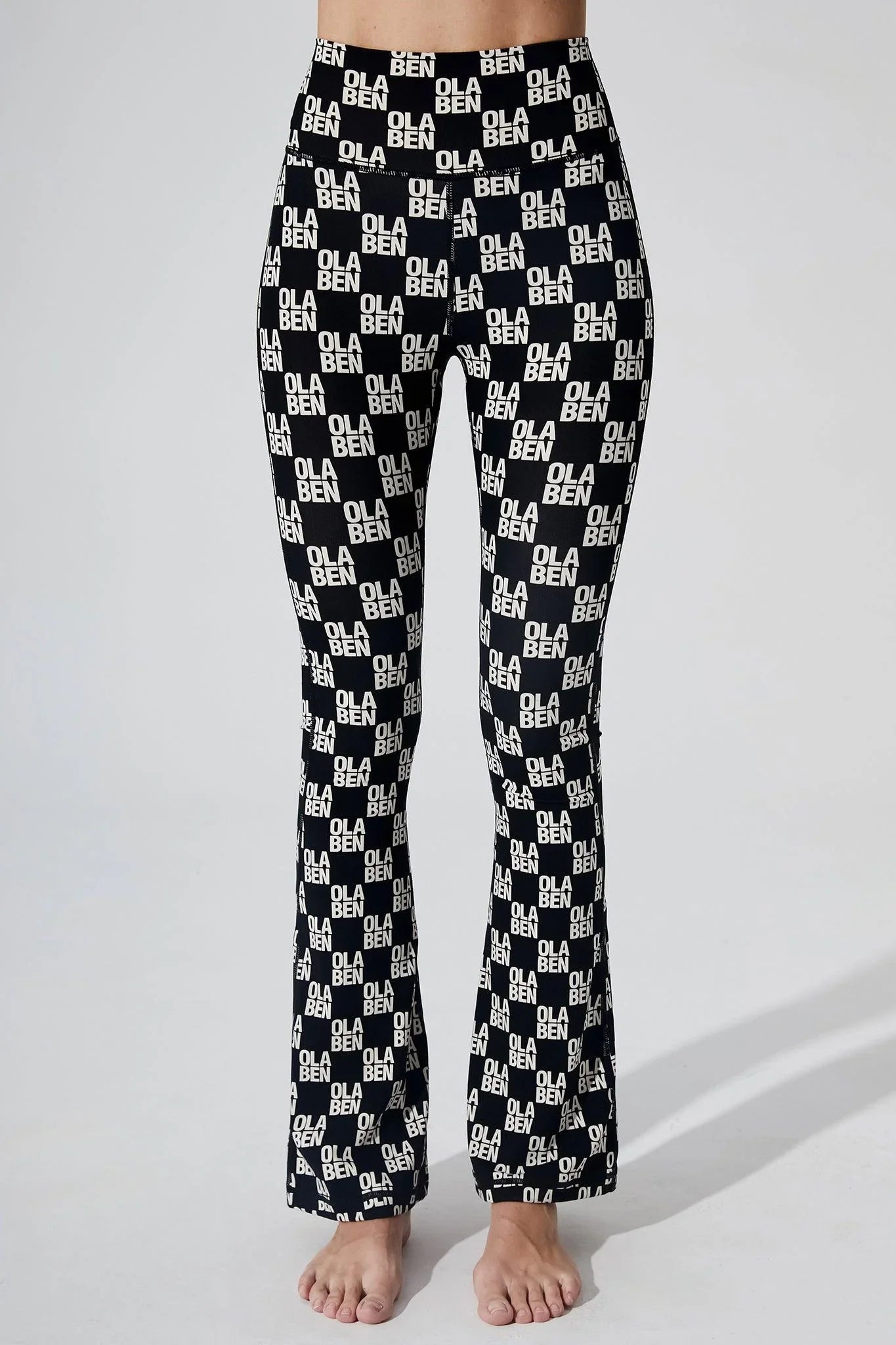 Sera Monogram Flared Legging - Monogram Black - Olaben - Womens Leggings