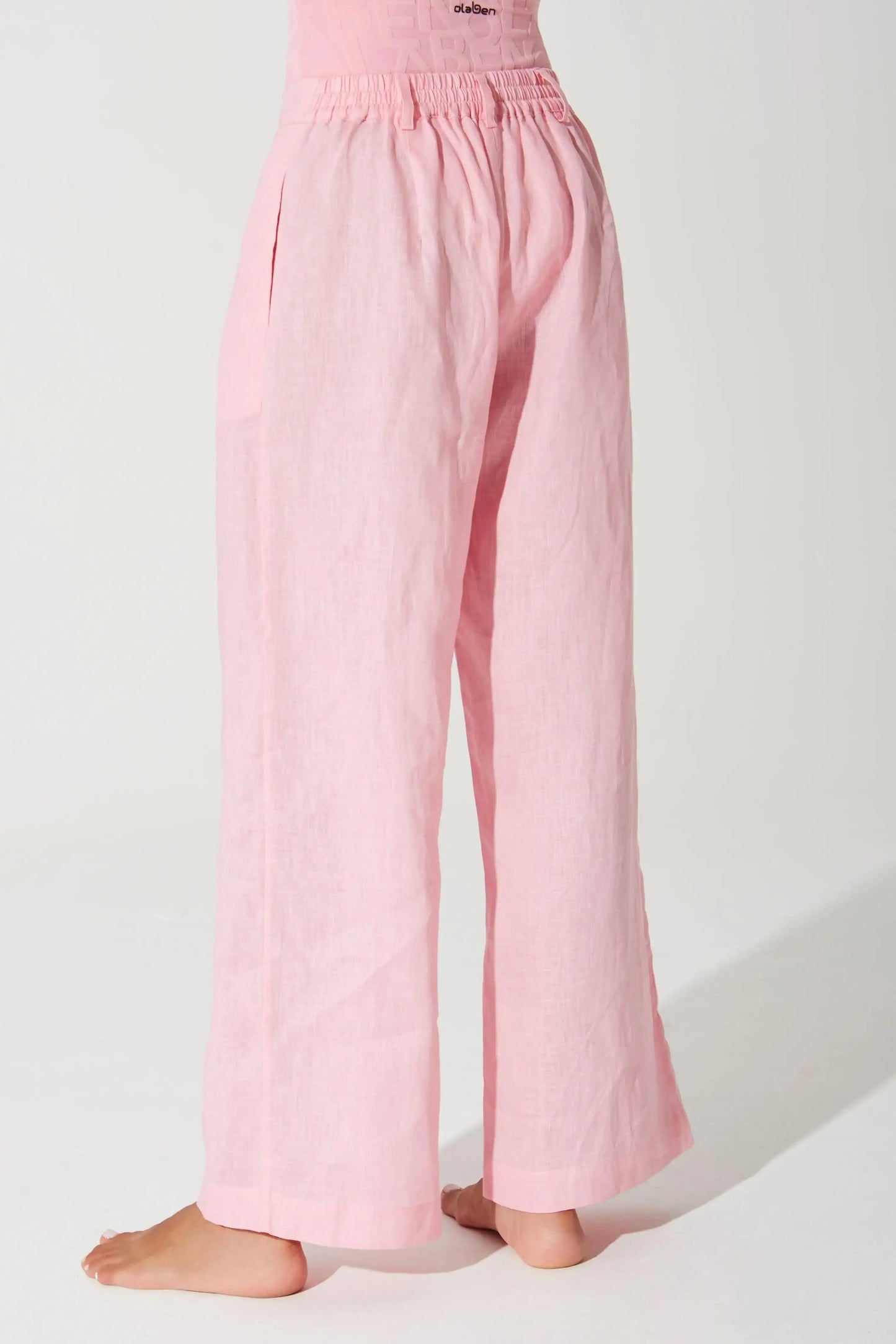 Belle Linen Pant - Powder Pink - Olaben