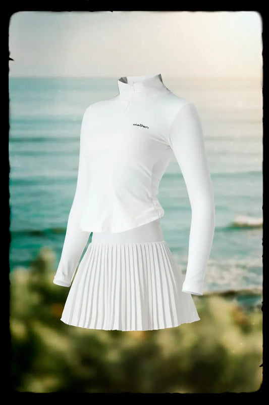 Butterluxe Workout Jacket & Elite Pleated Skirt - White - Olaben