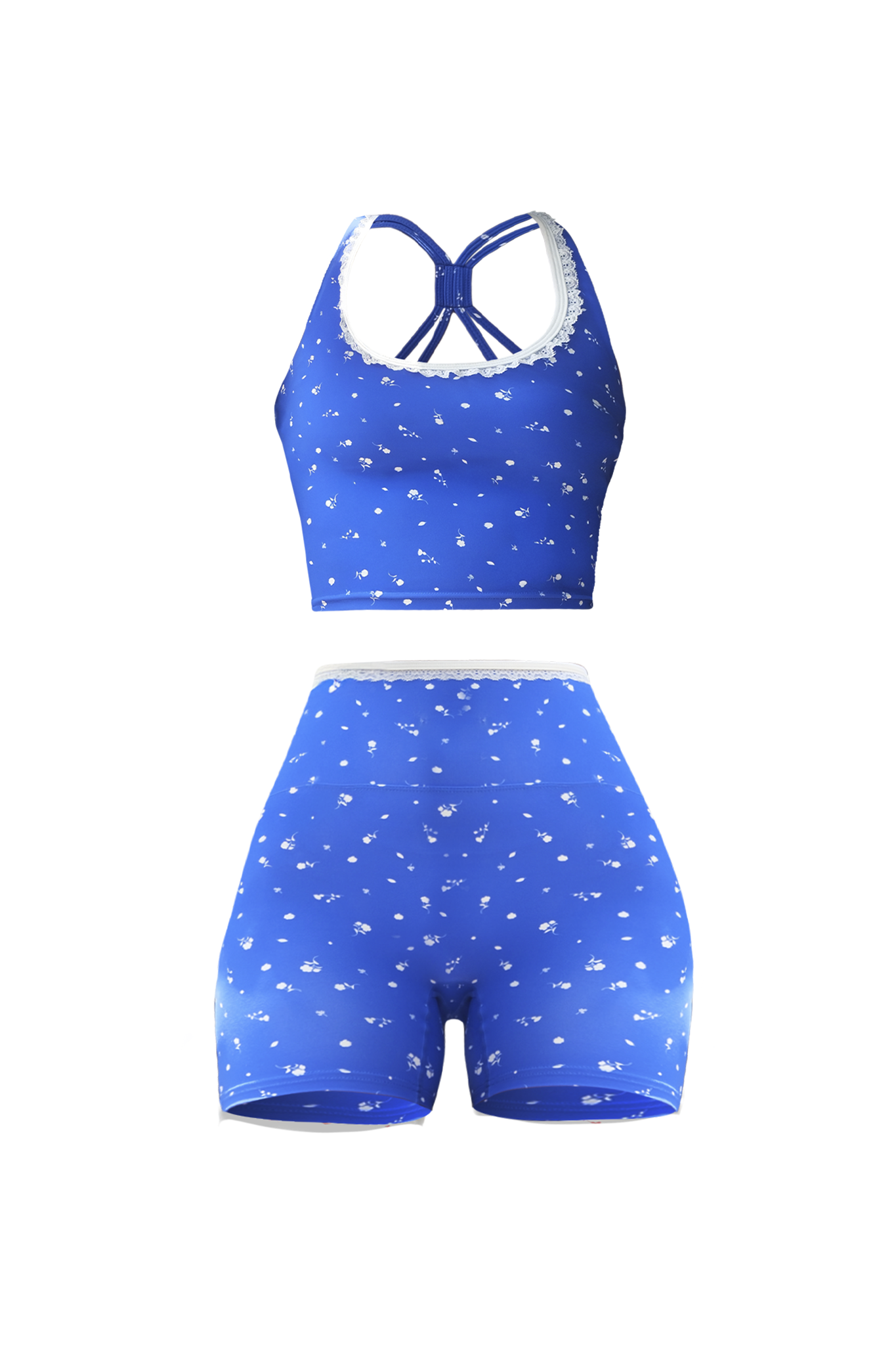 Bow Cami Top & Cami Shorts - Blue Fleur