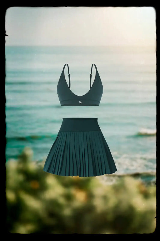 Brynn Bra & Birgit Pleated Skirt - Midnight Green - Olaben