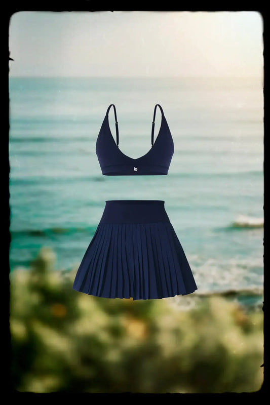 Brynn Bra & Birgit Pleated Skirt - Navy - Olaben