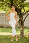 Strappy Bodycon Midi Dress - White Cherry - Olaben - Womens Dress