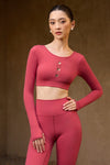 Tawny Long Sleeve Bra - Winery - Olaben - Womens Long Sleeve
