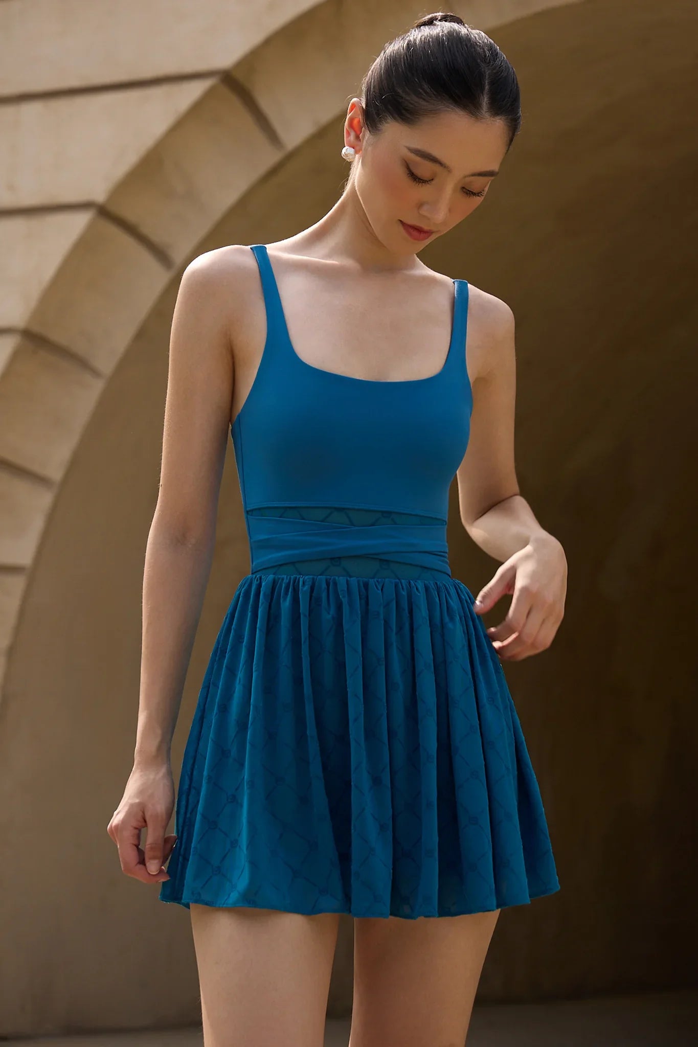 Salana Monogram Dress - Enamel Blue - Olaben - Womens Dress