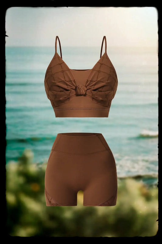 Lani Monogram Bra & Silas Monogram Shorts - Gingerbread - Olaben