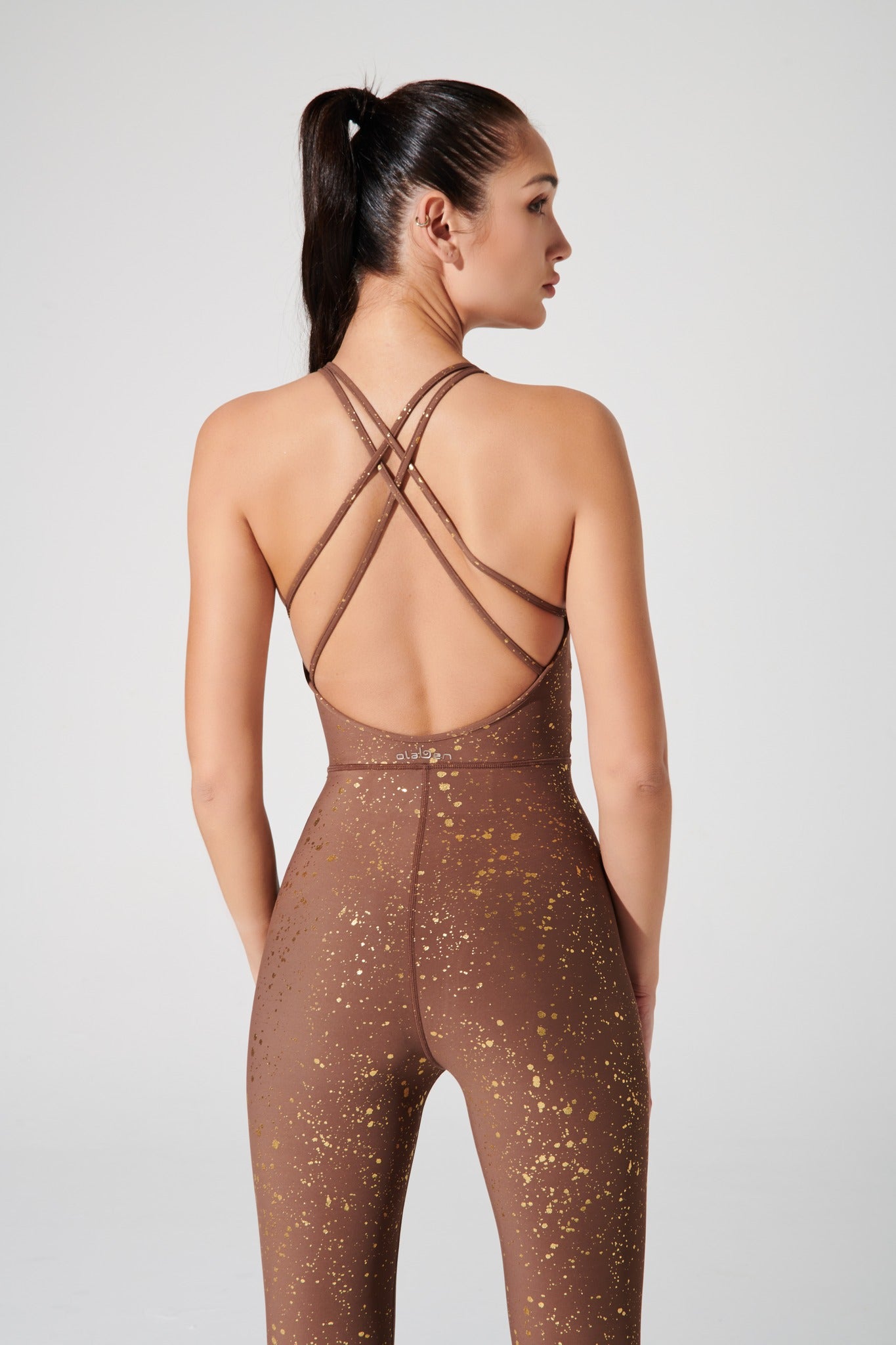 Stylish women's bronze brown jumpsuit with a luminous touch - OW-0117-WJU-BN_1.jpg.