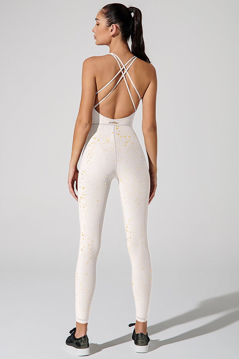 Stylish white women's jumpsuit with a luminous touch - perfect for any occasion.