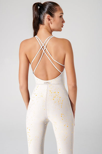 Stylish white women's jumpsuit with a luminous touch - perfect for any occasion.