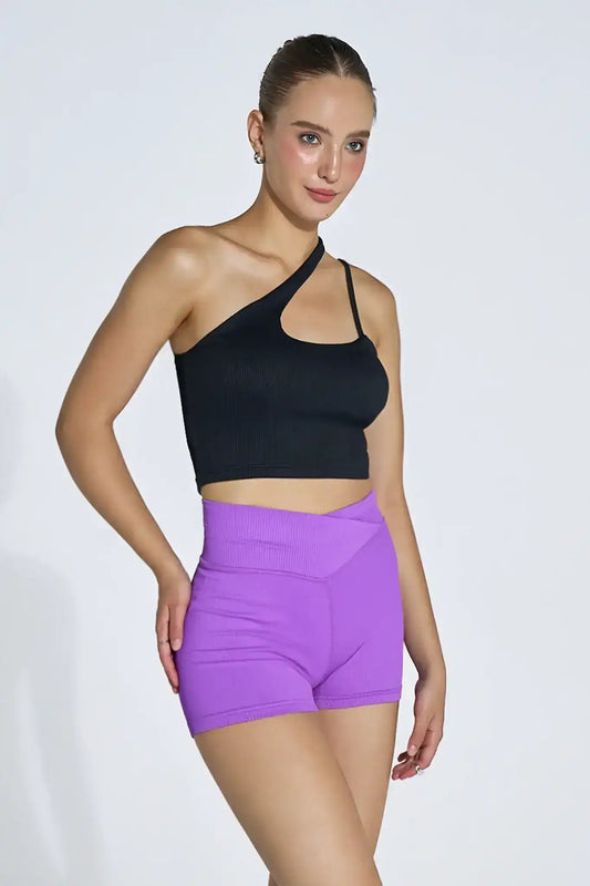 Bondi V Ribbed Short - Deep Lilac - Olaben