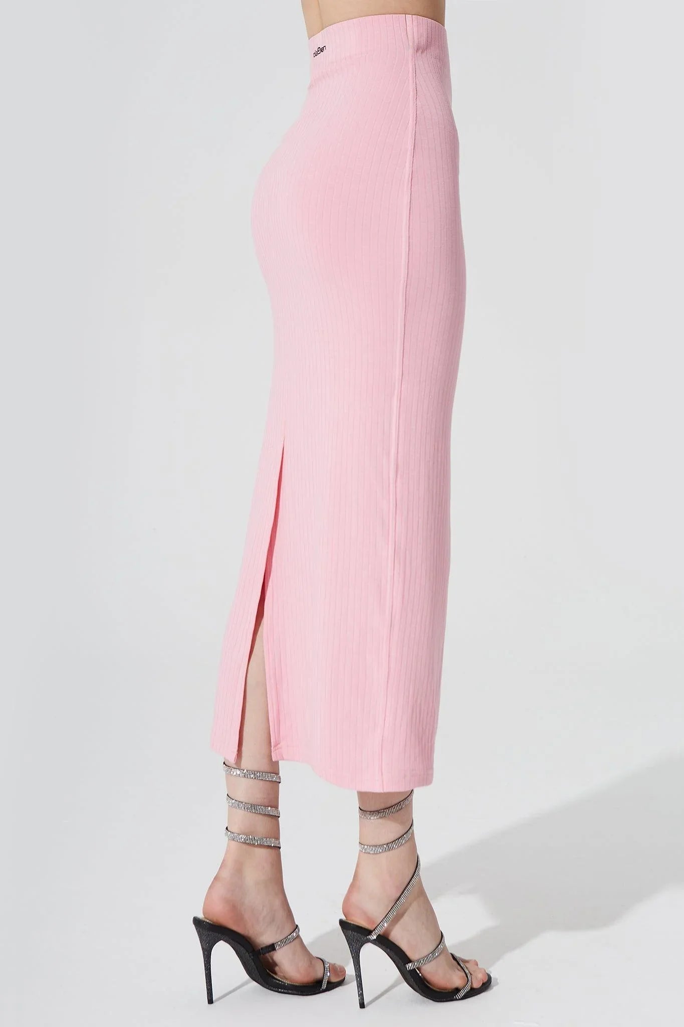 Calista Knitted Slit Skirt - Baby Pink - Olaben - Womens Skirt