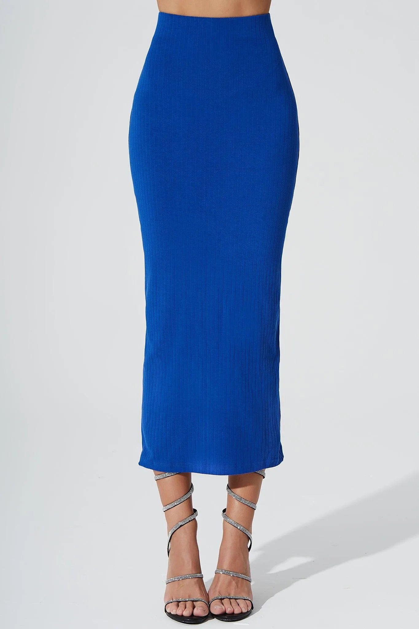 Calista Knitted Slit Skirt - Egyptian Blue - Olaben - Womens Skirt