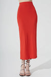 Calista Knitted Slit Skirt - Scarlet - Olaben - Womens Skirt