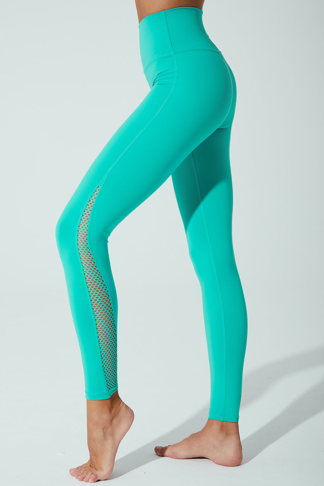 Java green Clarita mesh leggings for women, style OW-0100-WLG-GN, shown in image 1.