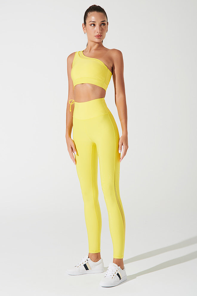Vibrant wild rice yellow women's leggings with a stylish mesh design - OW-0100-WLG-YL_5.