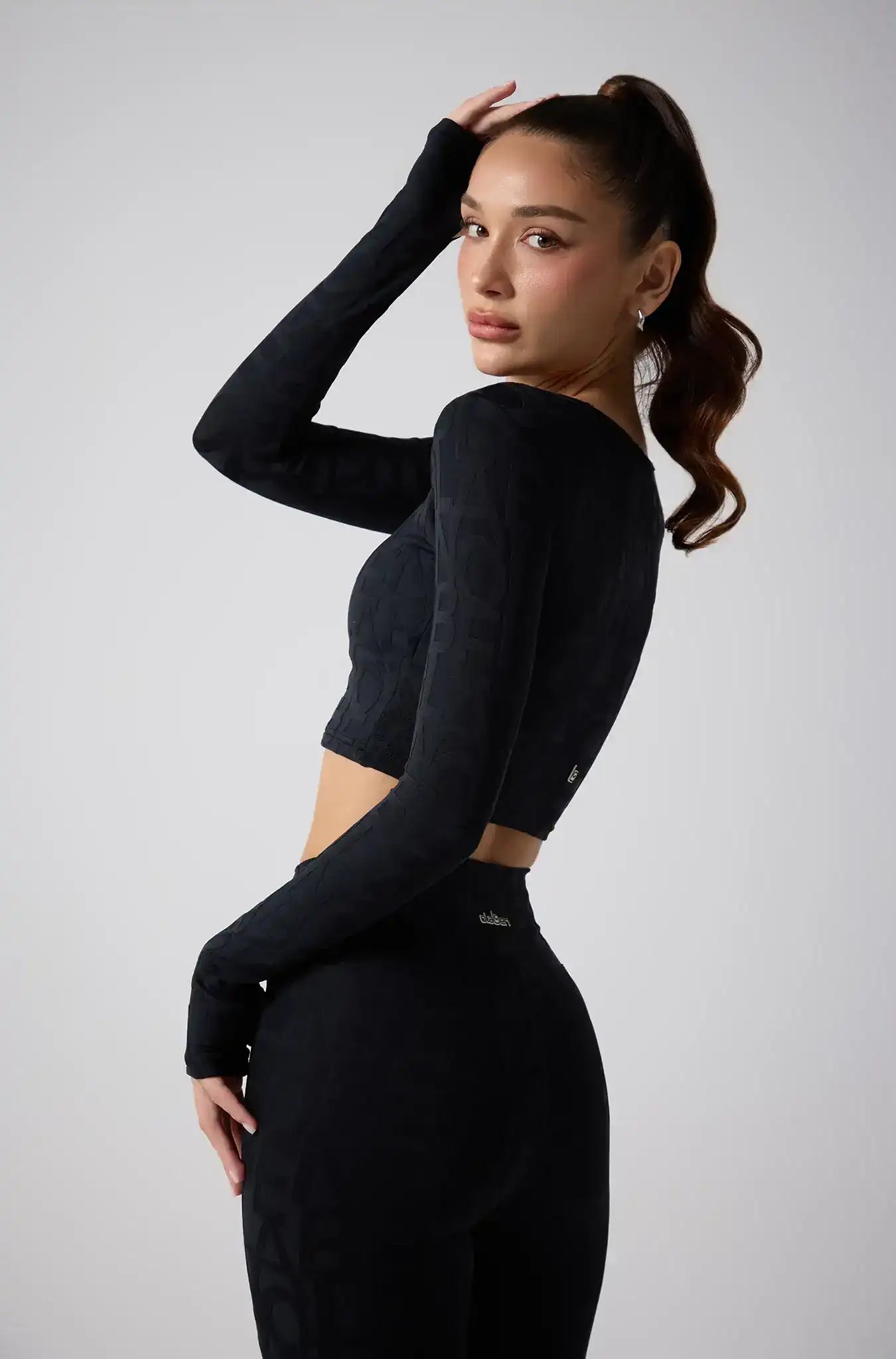 Olaben Classic Déese Fleur Bra 3D in Coal black — 3D embossed bra, alternate styled view