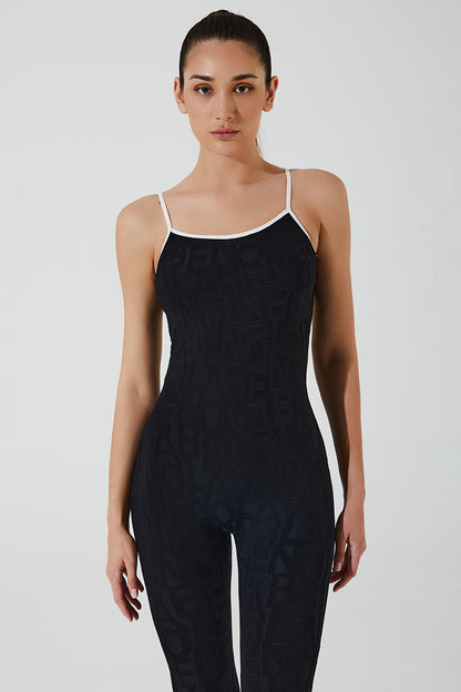 Stylish carbon black women's jumpsuit with a 3D design by Coeur Del Jumpsuit.