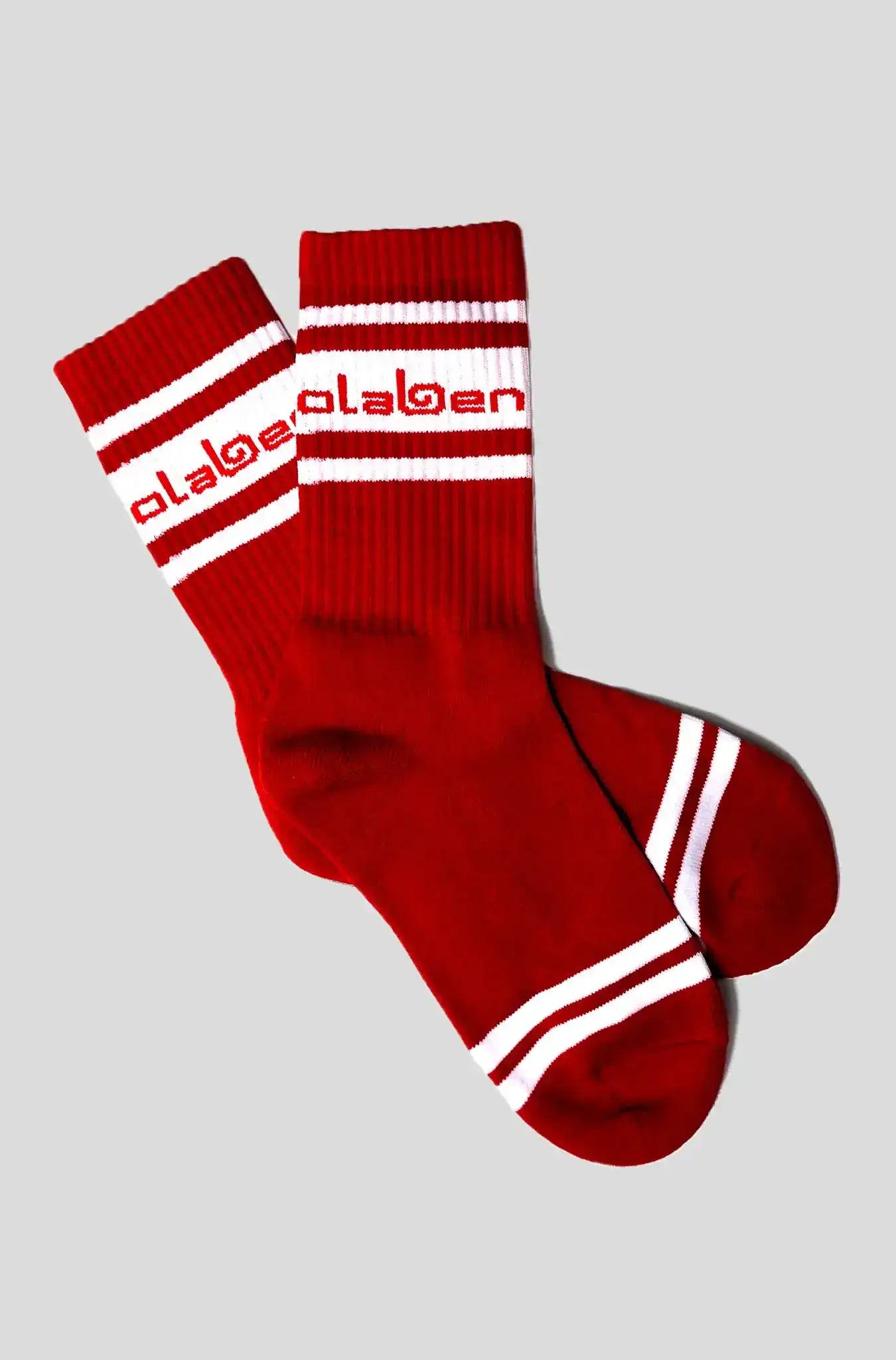 Red Olaben socks with white stripes for yoga and fitness activities