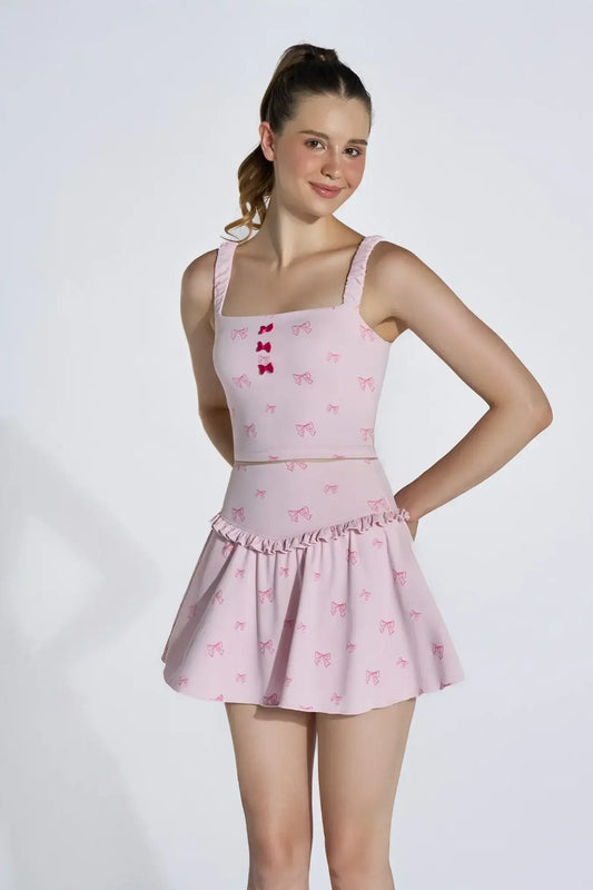 Dainty Bows Crop - Pink Bow - Olaben