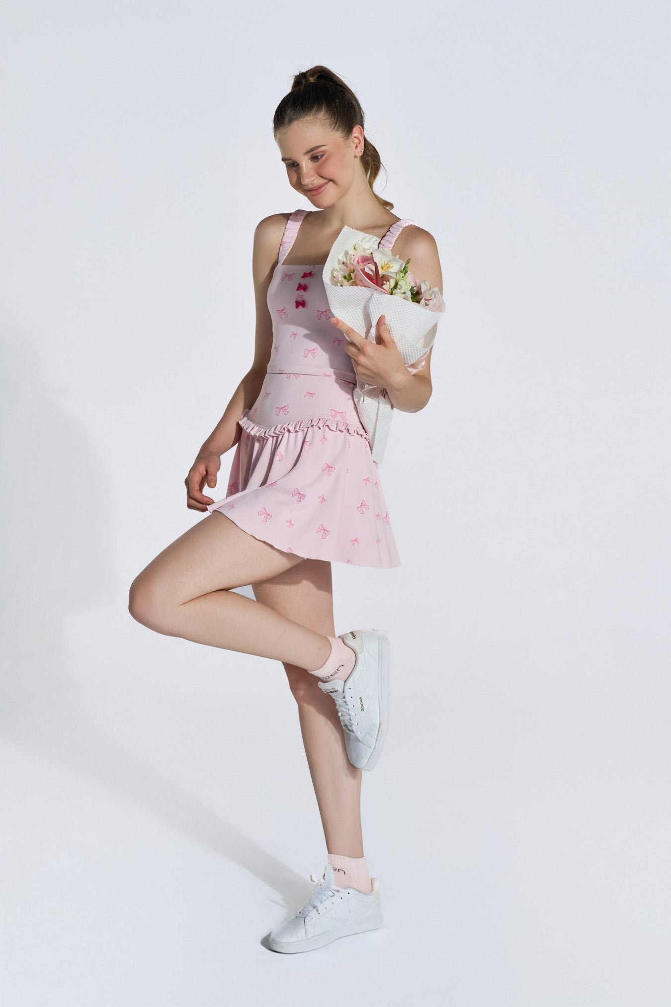 Dainty Bows Crop - Pink Bow - Olaben - Womens Tank Top