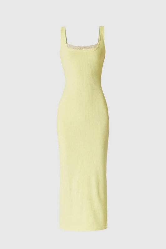 Mina Ribbed Dress - Lemon - Olaben