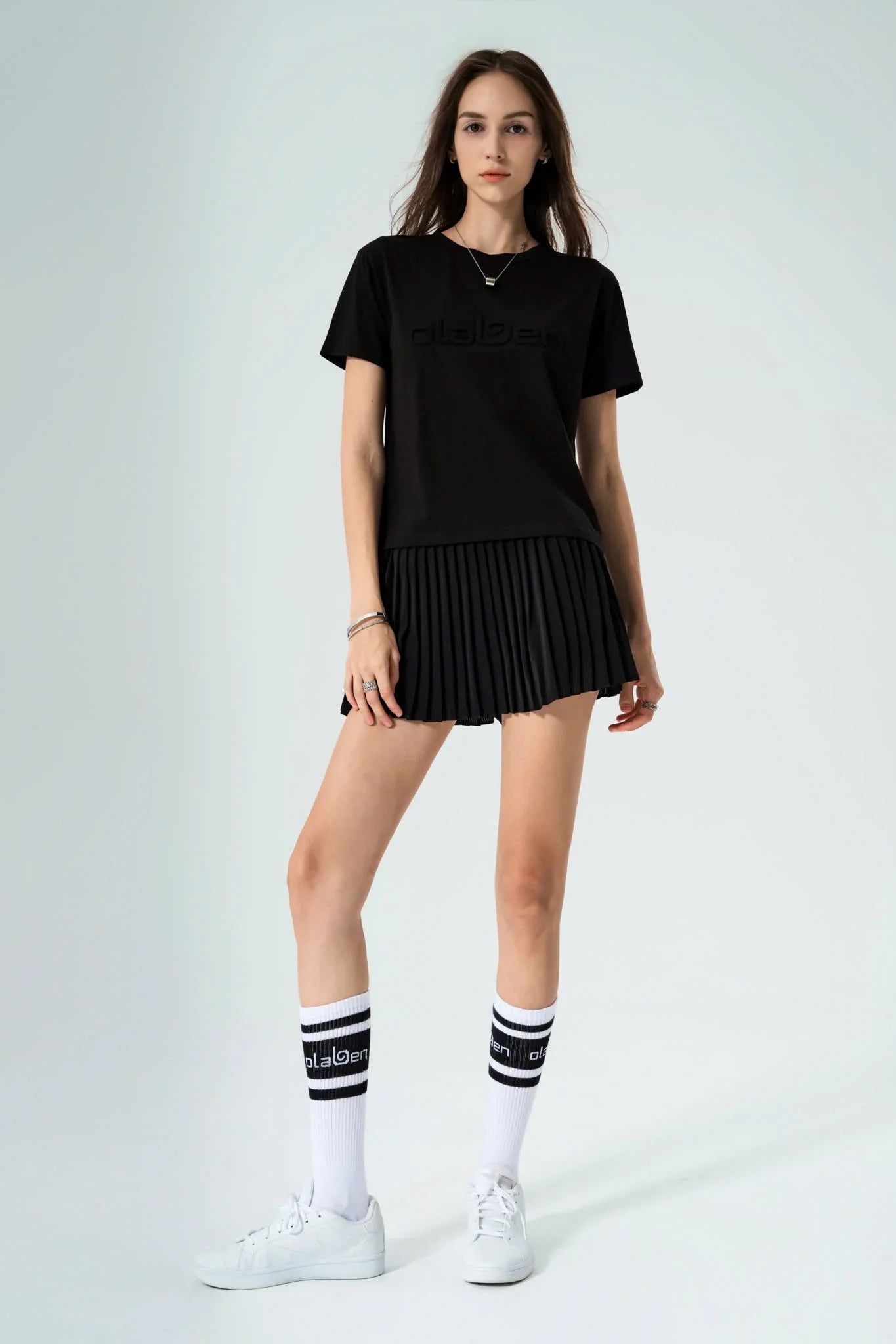 Embossed Logo T Shirt - Black - Olaben - Womens Short Sleeve