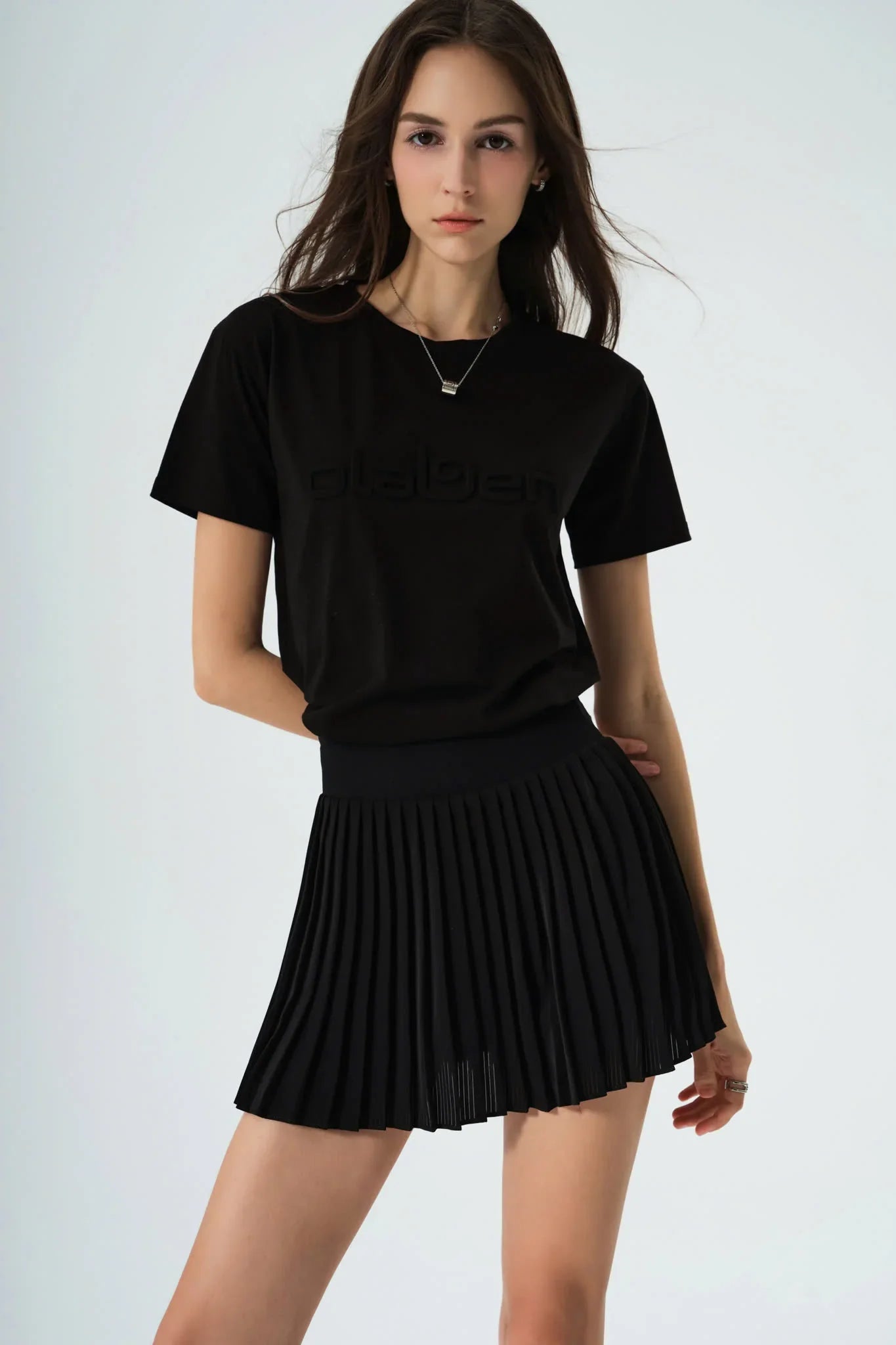 Embossed Logo T Shirt - Black - Olaben - Womens Short Sleeve