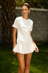 Embossed Logo T Shirt - White - Olaben - Womens Short Sleeve