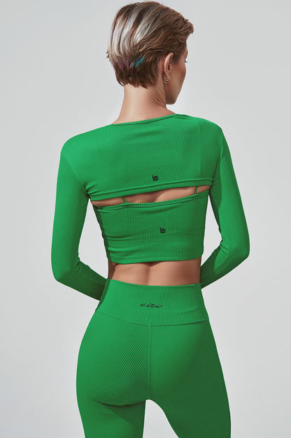 Envy women's long sleeve in fern green, showcasing a stylish and vibrant green color.