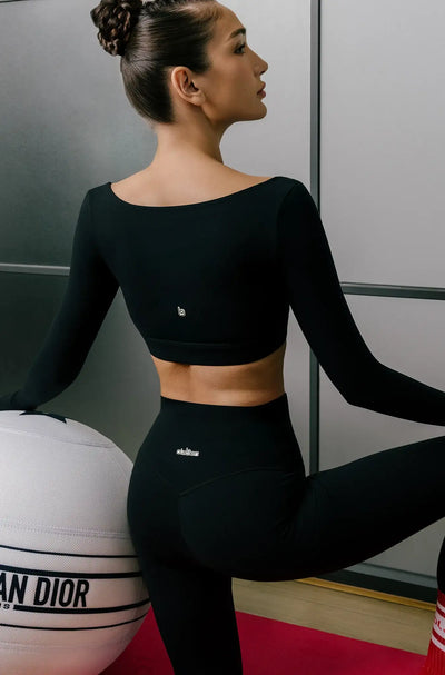Evo Long Sleeve Crop Top - Onyx