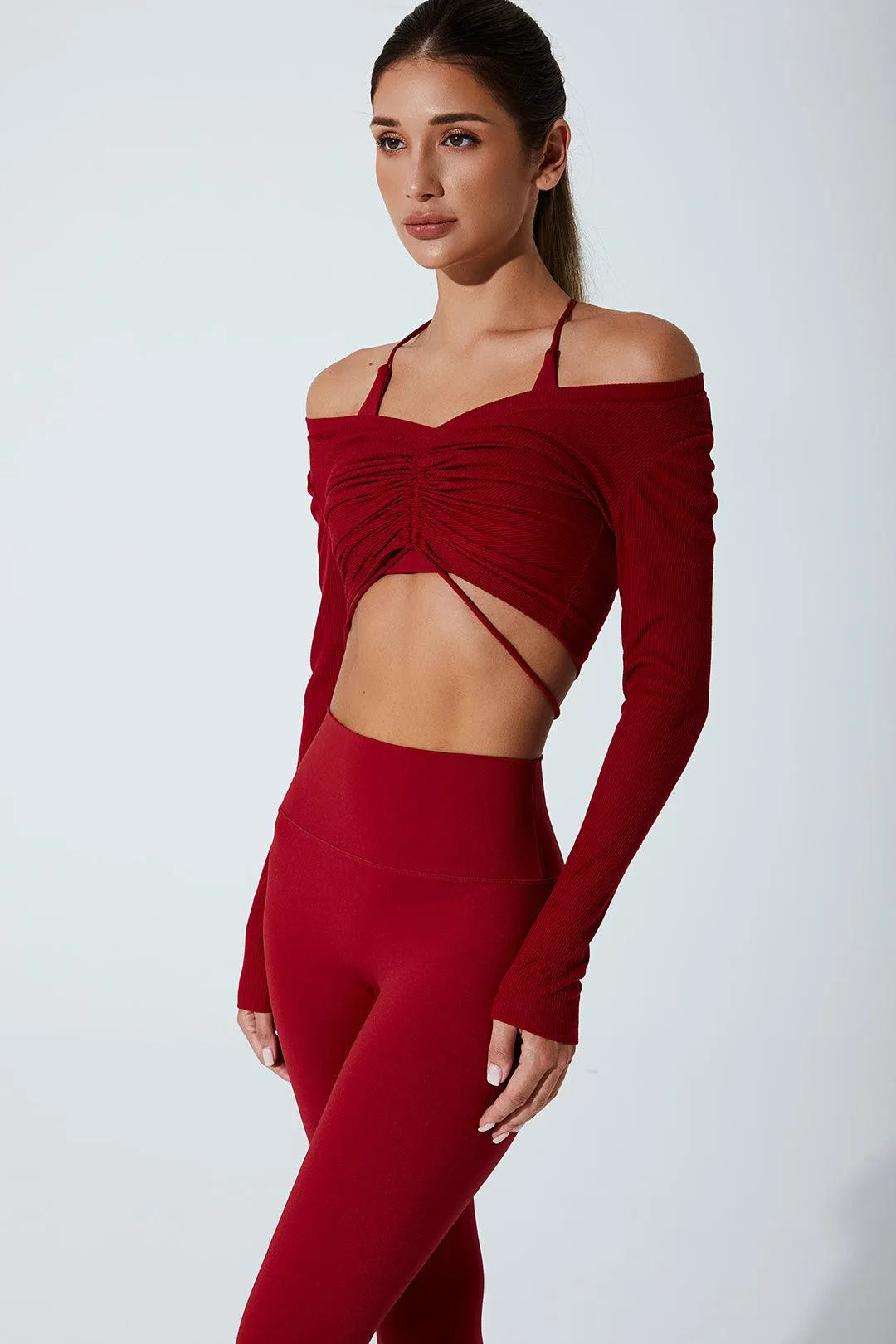 Helen Long Sleeve Drawstring - Red Burgundy - Olaben - Womens Long Sleeve