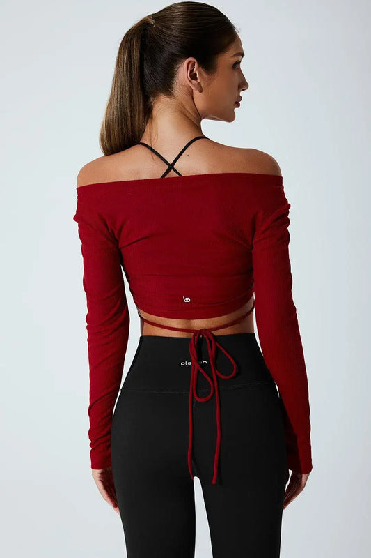 Helen Long Sleeve Drawstring - Red Burgundy - Olaben