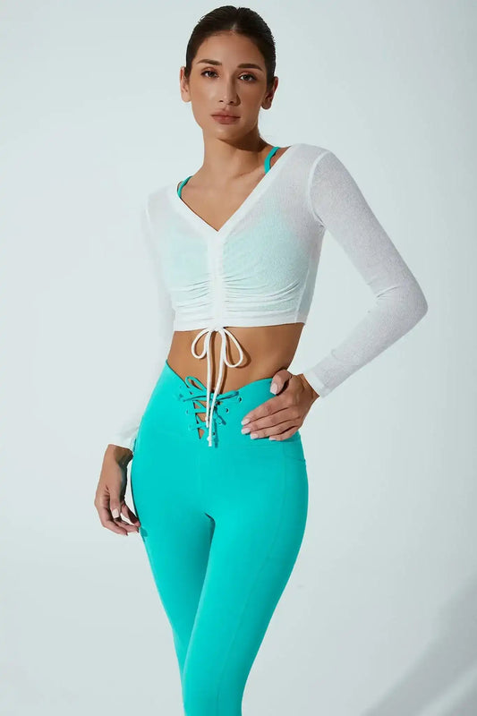Helen Long Sleeve Drawstring - White - Olaben