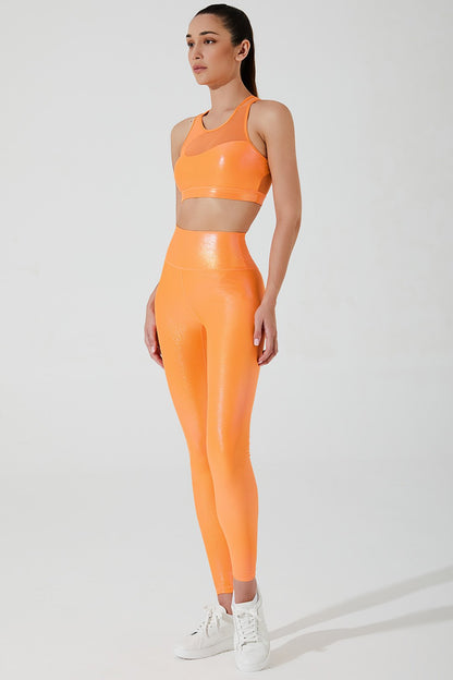 Vibrant jolly orange women's leggings with an iridescent finish - OW-0048-WLG-OR_4.
