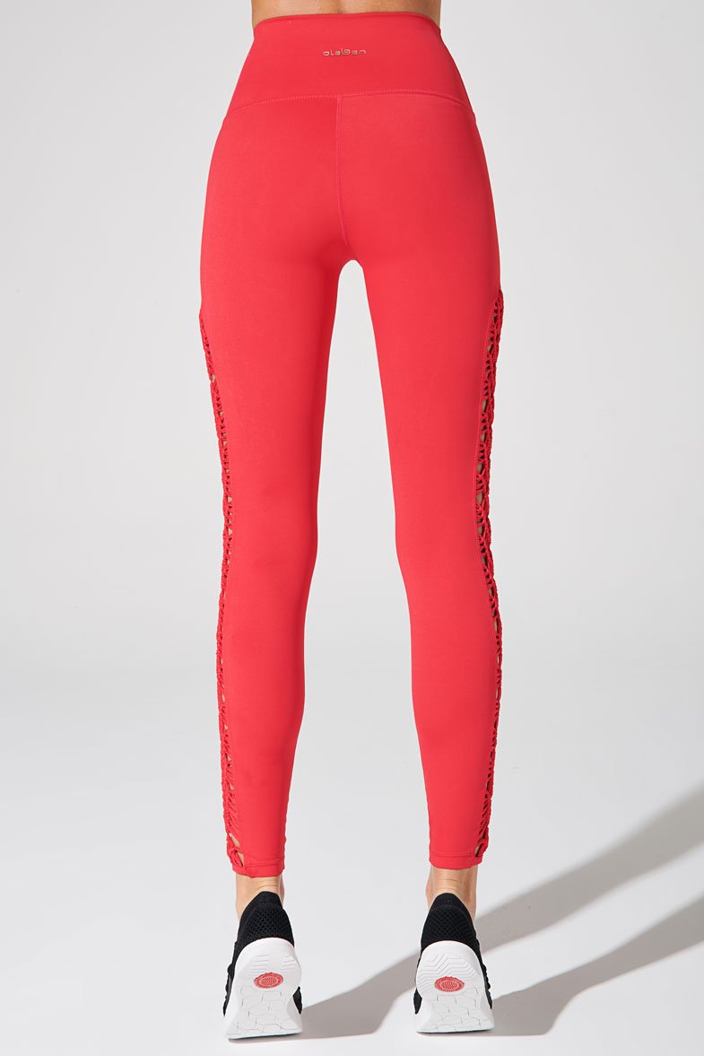 Stylish amaranth red leggings for women, perfect for a trendy and comfortable look.