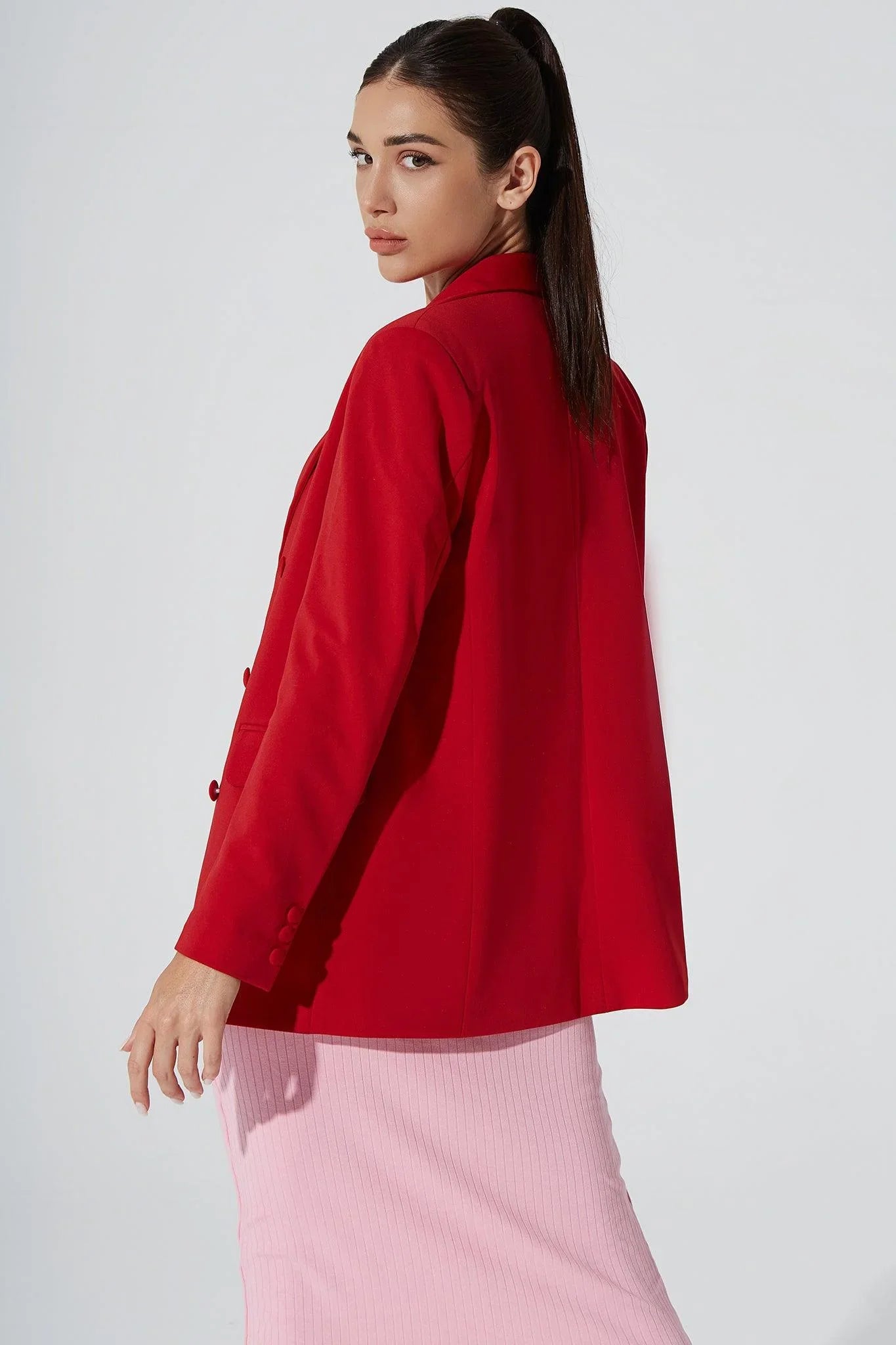 Jeslyn Blazer - Crimson - Olaben - Womens Jacket