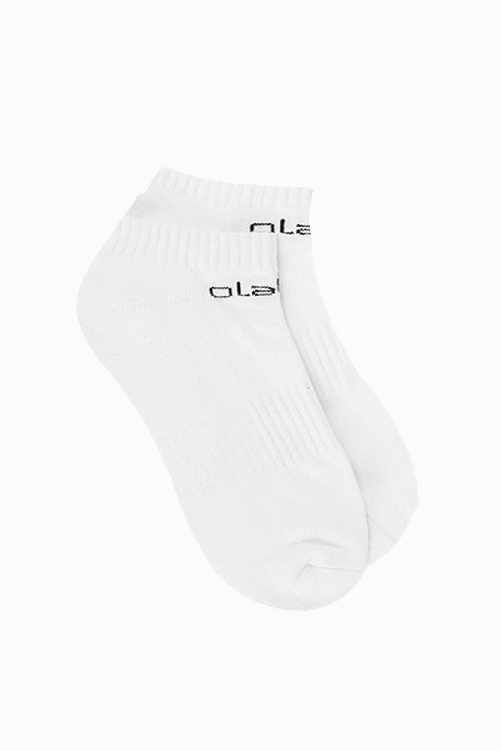 Pair of short white socks with kissy design, style OW-0152-USO-WT, in size 3.