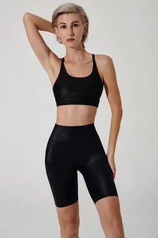 Koral Shiny Biker Short - Jet Black - Olaben - Womens Shorts