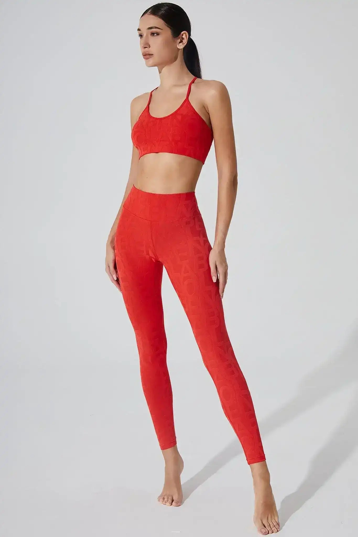Front view of Olaben Classic Lumière Bra 3D in Haute Red — 3D embossed signature bra, studio shot