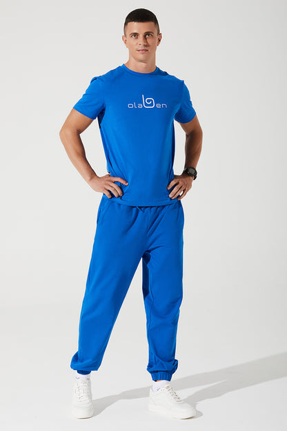 Janet's Atlantis Blue sweatpants for men, perfect for casual and comfortable wear.
