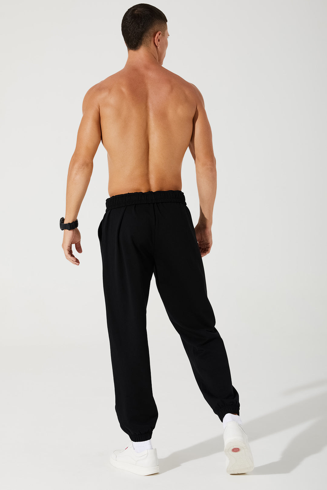 Black men's sweatpants and trousers for Janet, style OW-0034-MTR-BK, in 3rd variation.