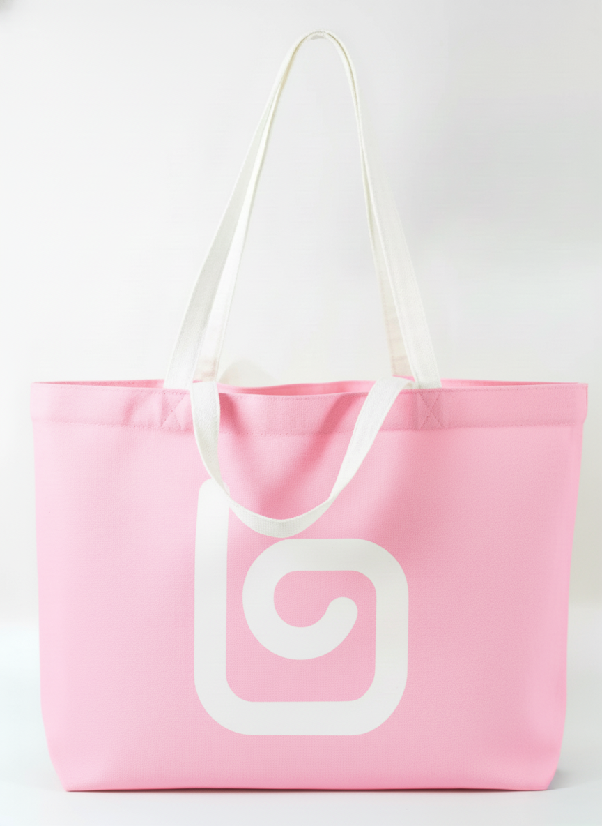 Olaben Multi Strap Canvas Tote Bag - Baby Pink - Olaben - Bags