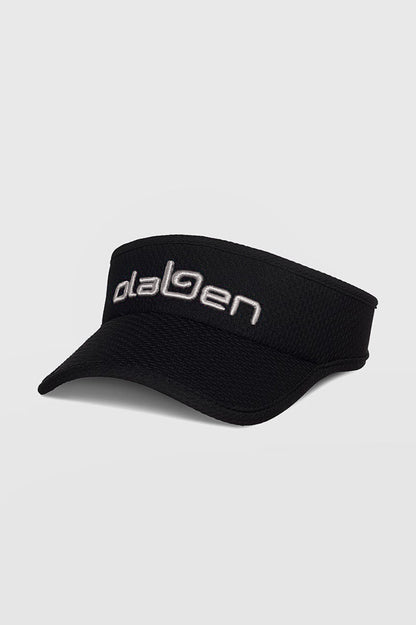 Black visor cap with headwear, perfect for a stylish and trendy look.